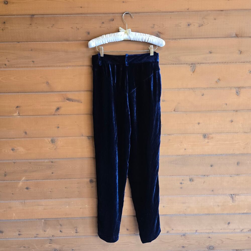 Magda Butrym Jena Tuxedo Pant RTW 2018 Blue Velvet 34 2 Side Stripe High Waisted - Picture 5 of 7